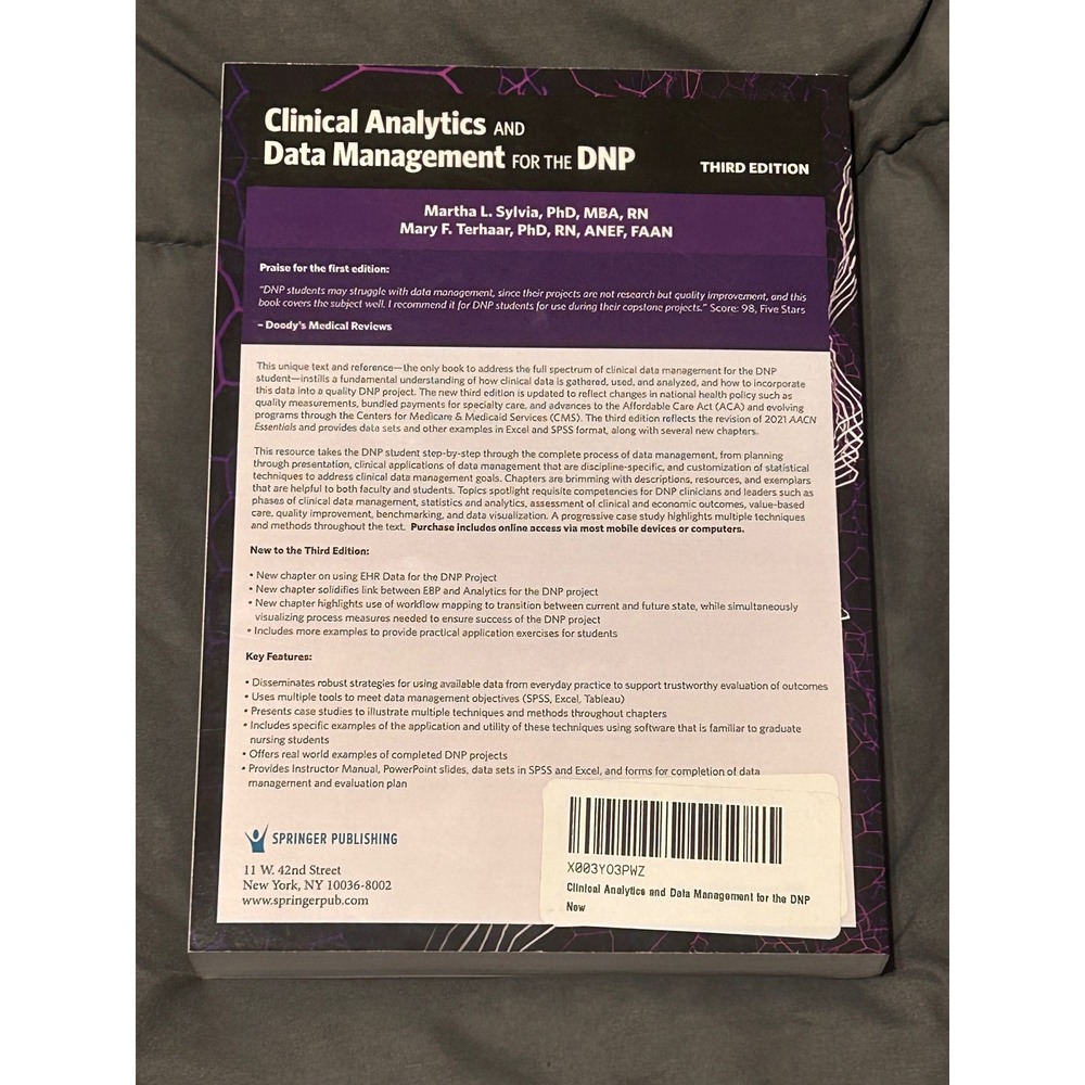 Clinical Analytics Data Management for the DNP 3rd Ed Sylvia Terhaar Textbook - Picture 2 of 7